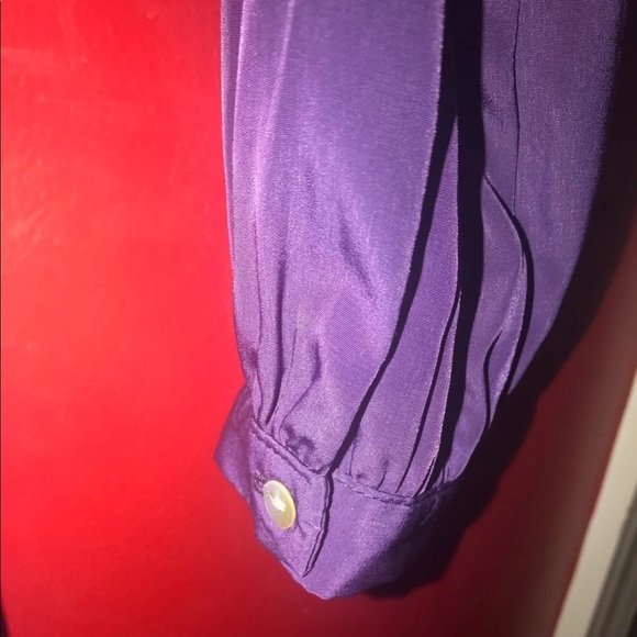 Pretty V Neck Purple Violet Long Sleeve Mini Dress - Picture 4 of 8